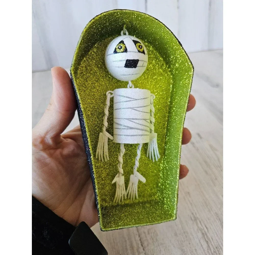 Pier 1 mummy coffin‎ glitter Halloween decor rare